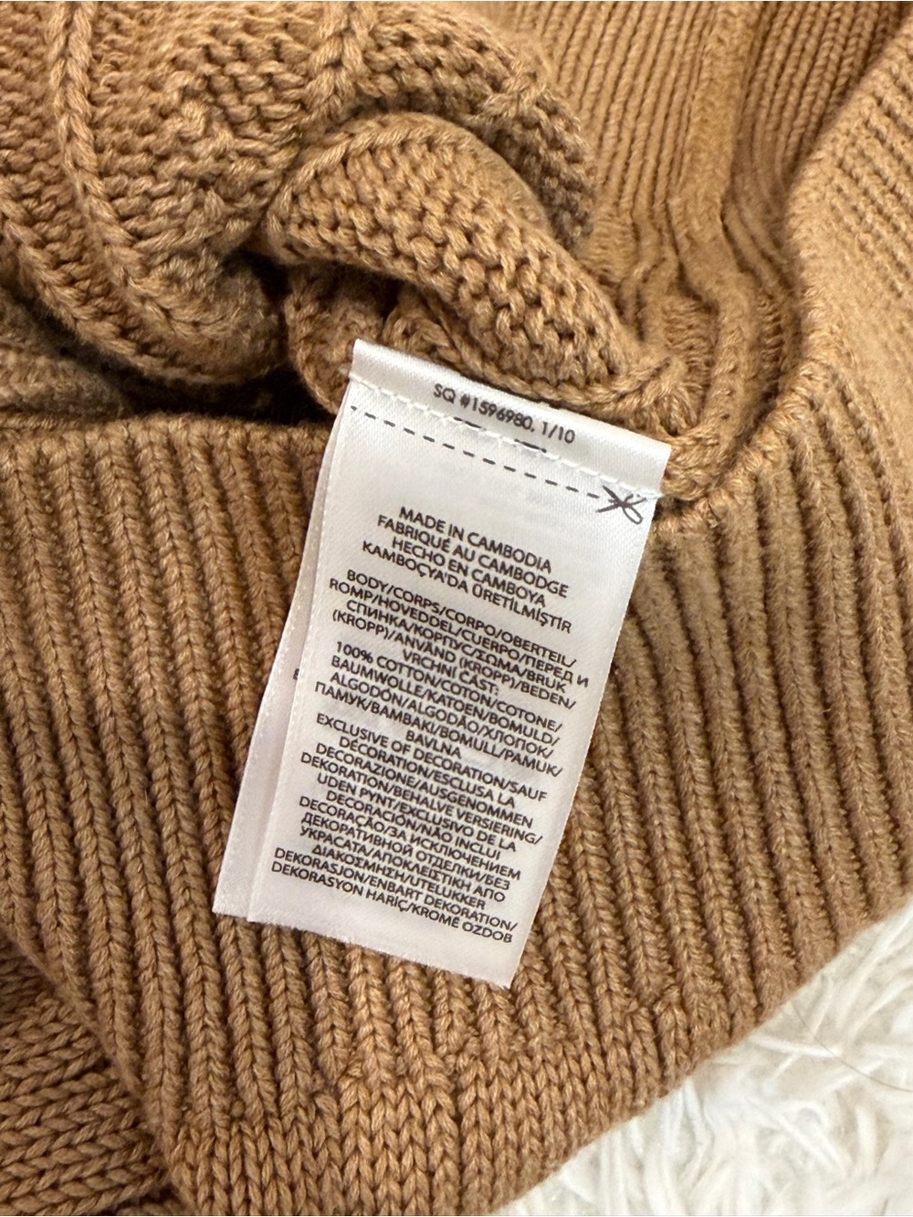 Ralph Lauren Cable-Knit Crewneck Cardigan - Camel Brown - Picture 4 of 5